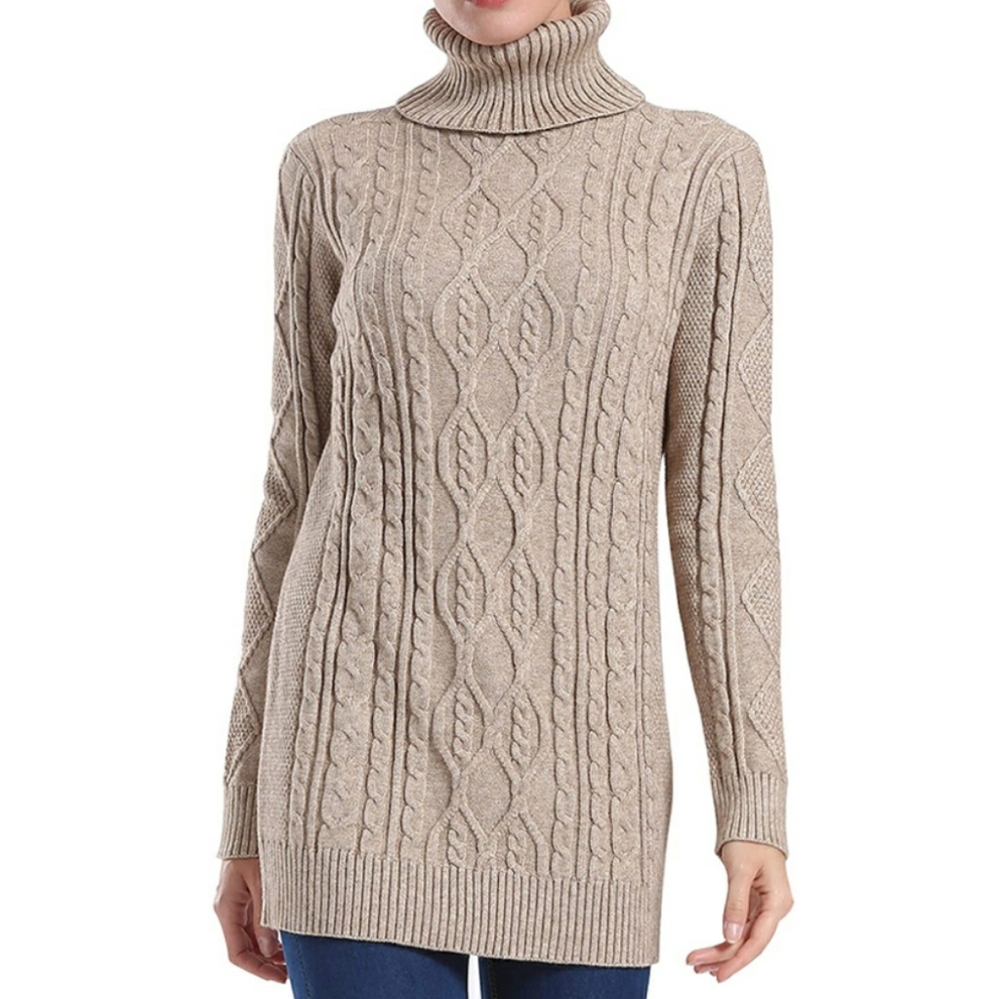 🆕️ Turtleneck Cable Knit Tunic Sweater Top